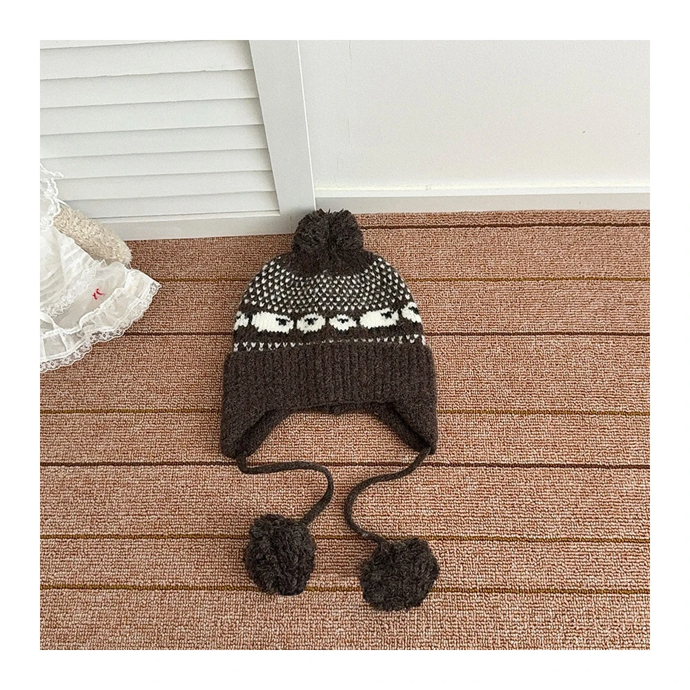 MILANCEL gorro de invierno punto cálido para niños con oveja