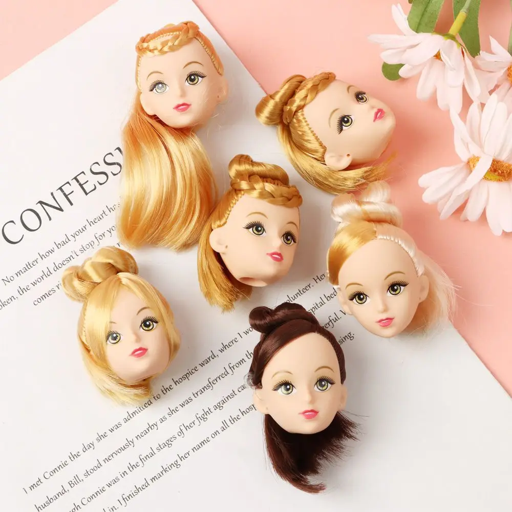 Cabeza BJD con pelo negro y marrón dorado para muñecas antiguas - imagen 4