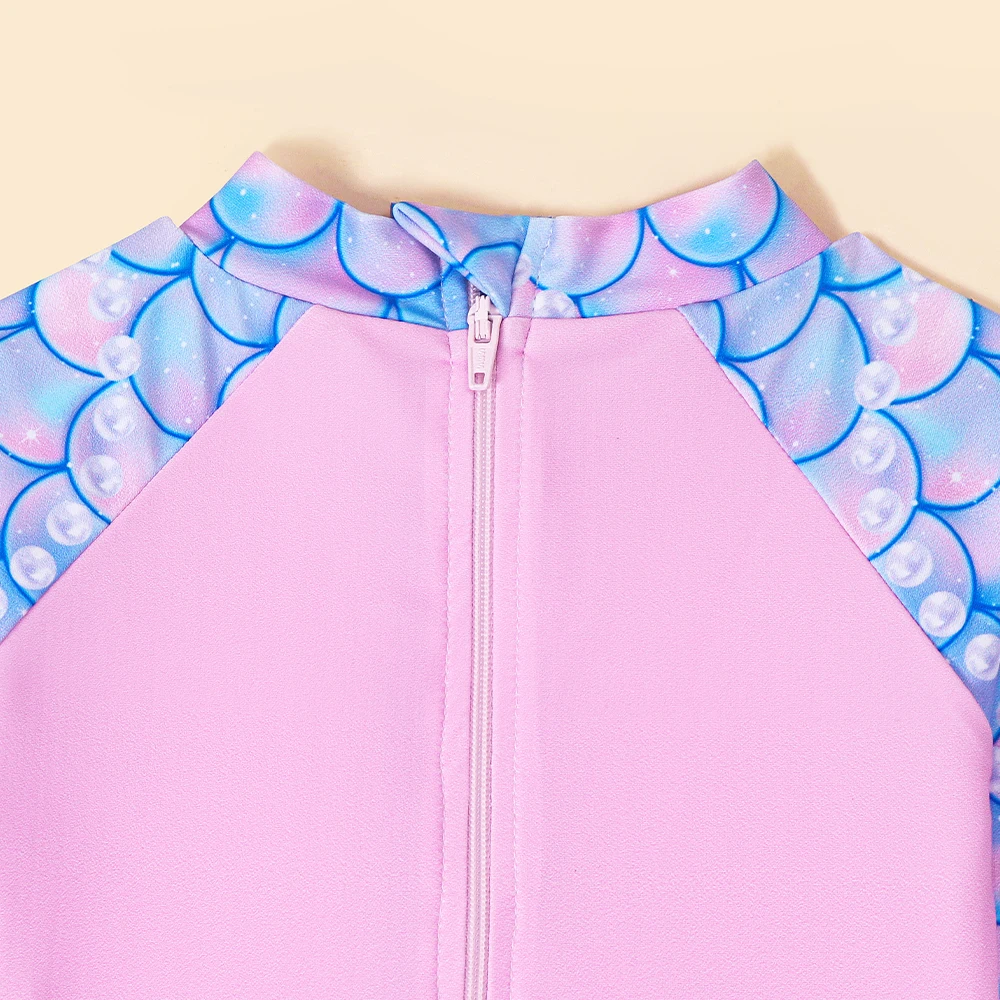 Traje de baño manga larga para niña con volantes, una pieza - imagen 3