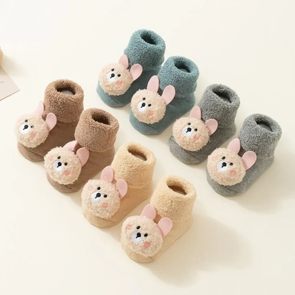 Calcetines antideslizantes de algodón grueso con osito para andar - imagen 2