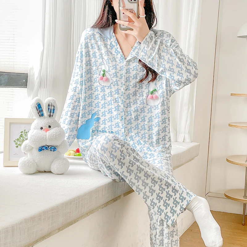 Pijama de lactancia de modal estampado para embarazadas - imagen 4