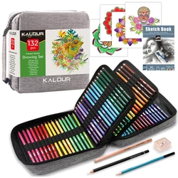 KALOUR Lápices de colores, estuche para viaje portátil con cremallera