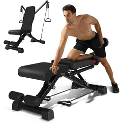 Banco de pesas ajustable y plegable para entreno completo en casa