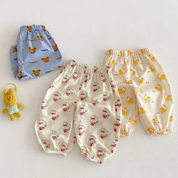 Pantalones infantiles ligeros de verano con osos y conejitos