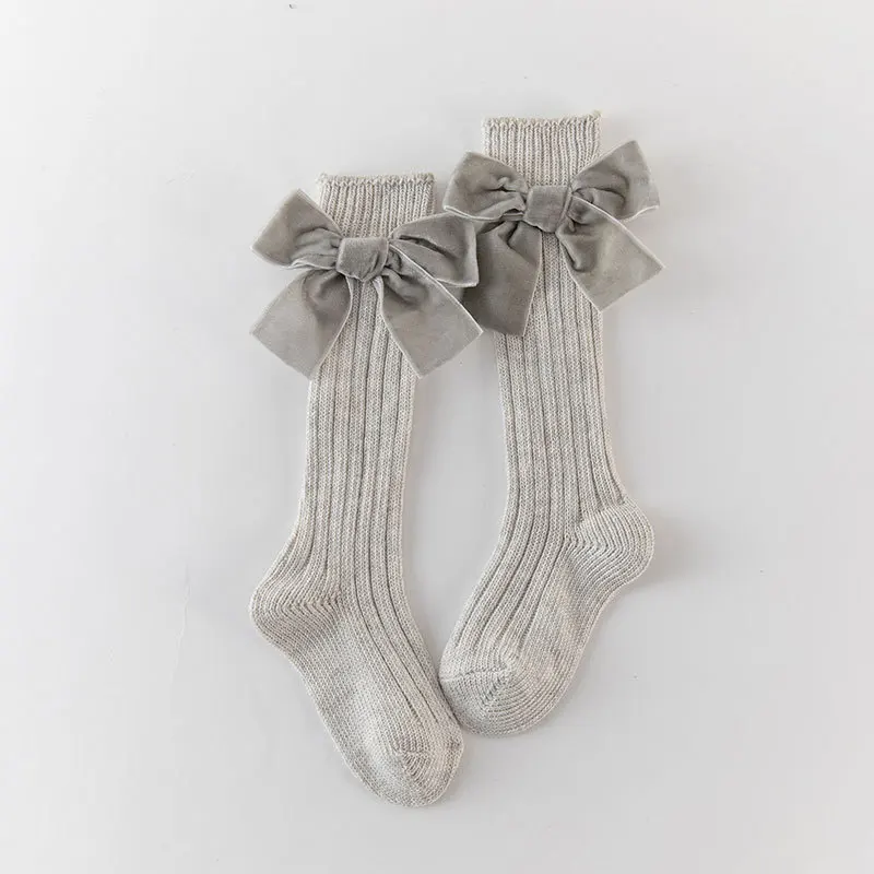 Calcetines largos con lazo para niñas - Algodón suave y cómodo