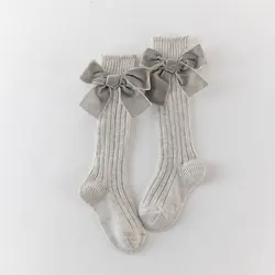 Calcetines largos con lazo para niñas - Algodón suave y cómodo