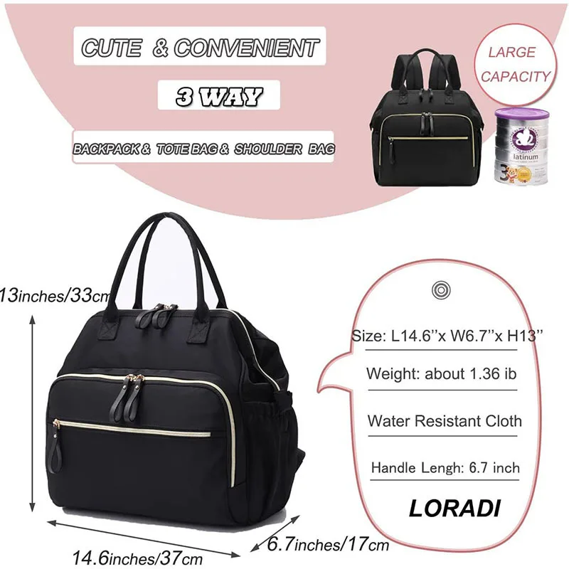 Mochila pañales multifuncional gran capacidad para mamá y bebé - imagen 3