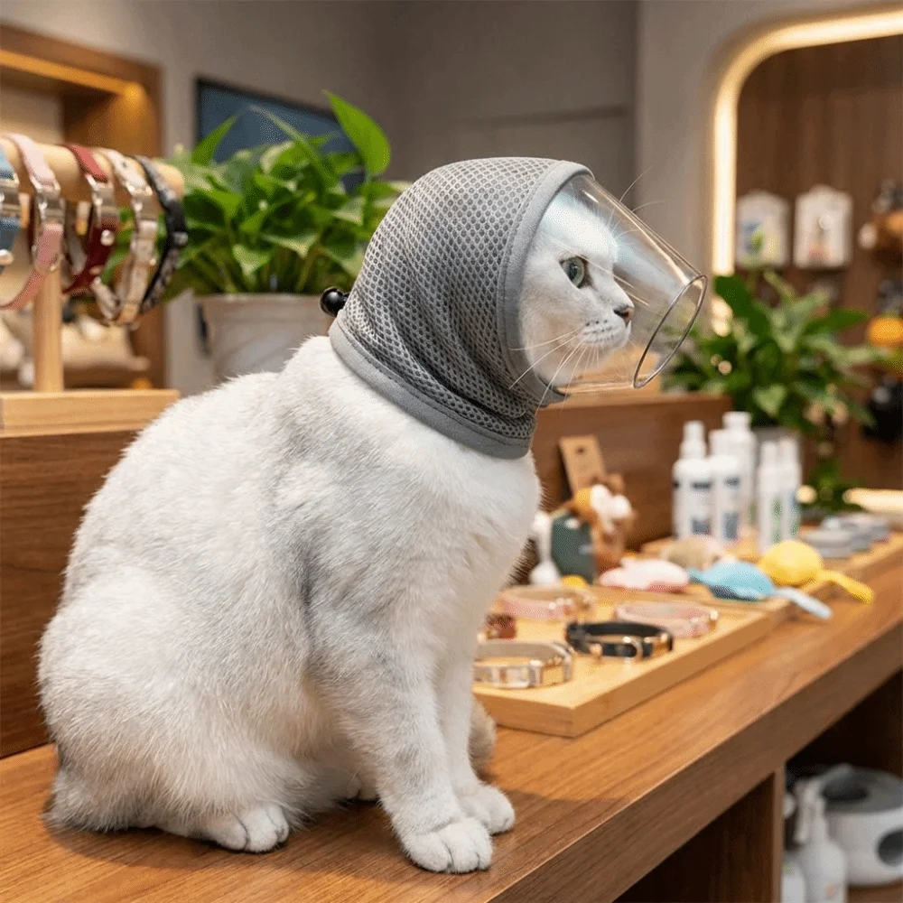Bozal transparente para gatos con cordón ajustable, mordeduras - imagen 2