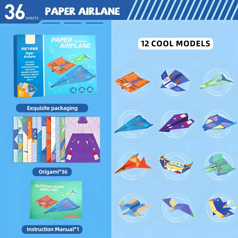 Avión de papel origami para niños, juguete educativo - imagen 4