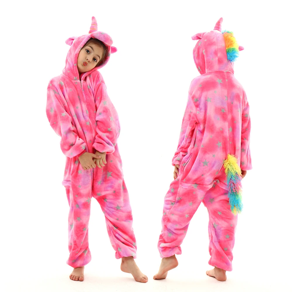 Pijamas kigurumi unicornio en franela para invierno - imagen 2