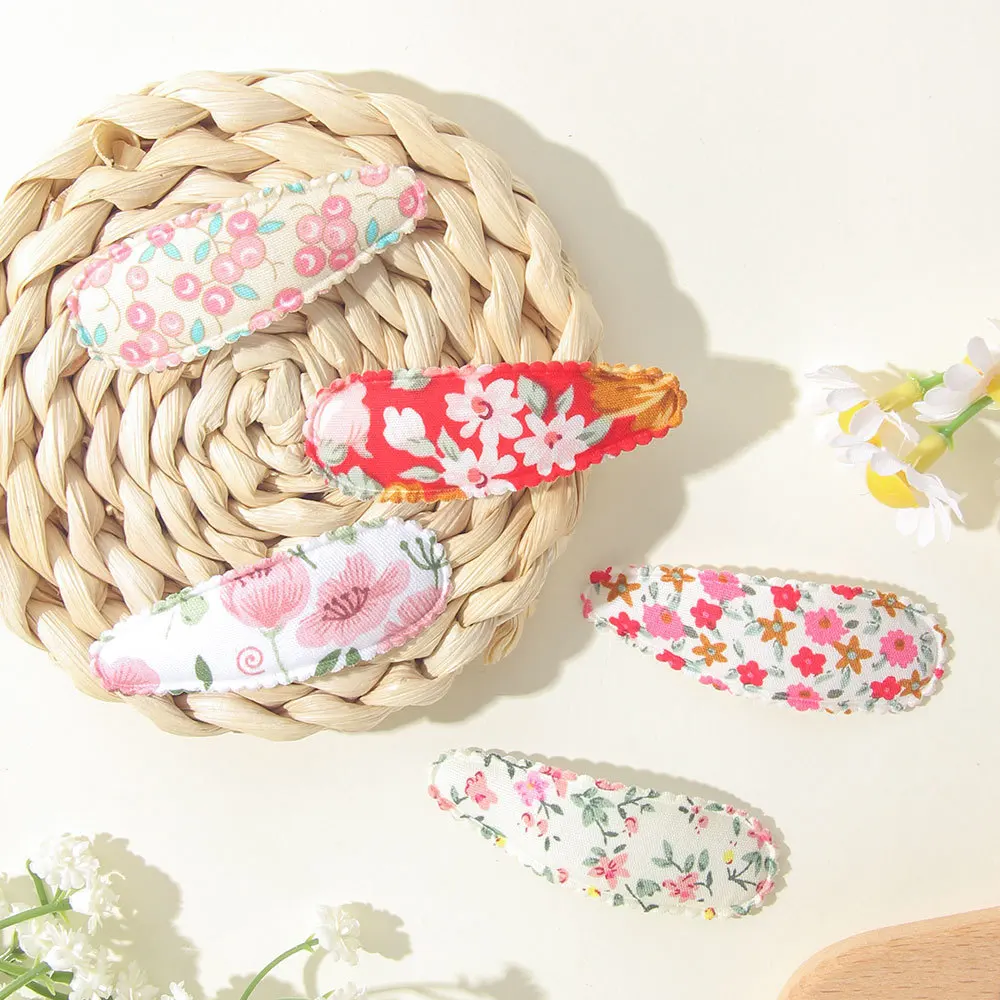 Pinzas para el pelo bebé niña con clips gota de agua flores estampadas - imagen 2