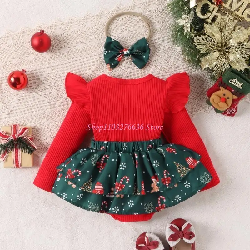 Mameluco navideño con diadema para bebé – look festivo - imagen 4