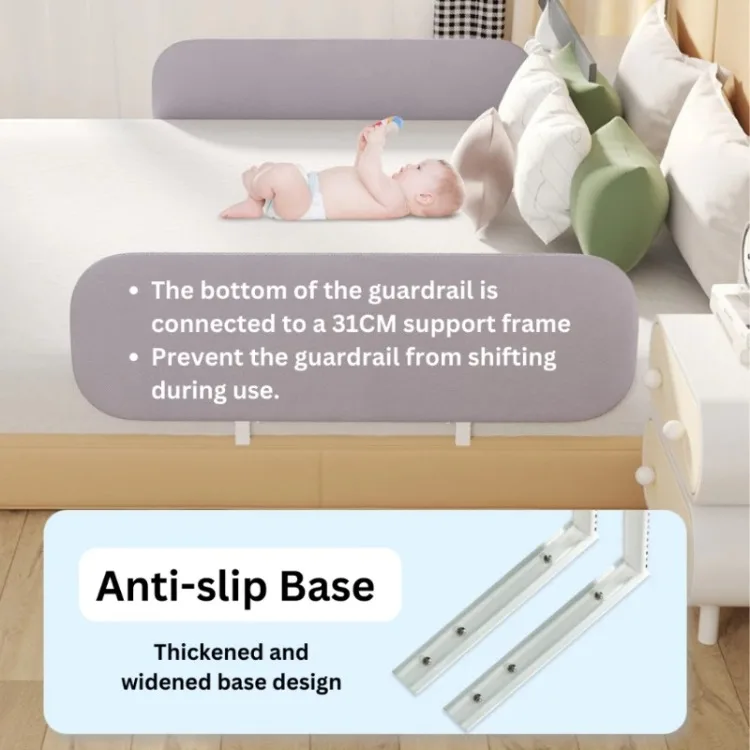 Protector de riel para cama bebé ajustable con valla seguridad plegable