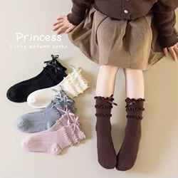 Calcetines cortos con lazo para niña – Invierno y otoño