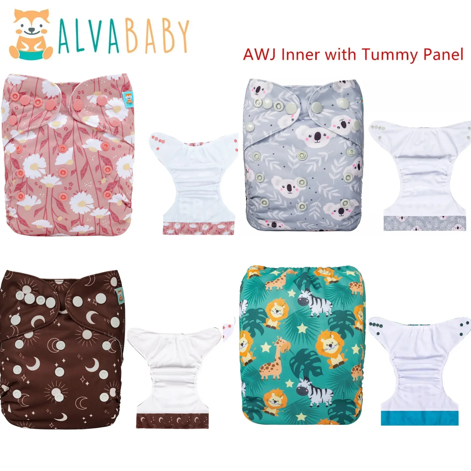 ALVABABY Pañales de tela para verano ecológicos panel barriga unisex - imagen 5