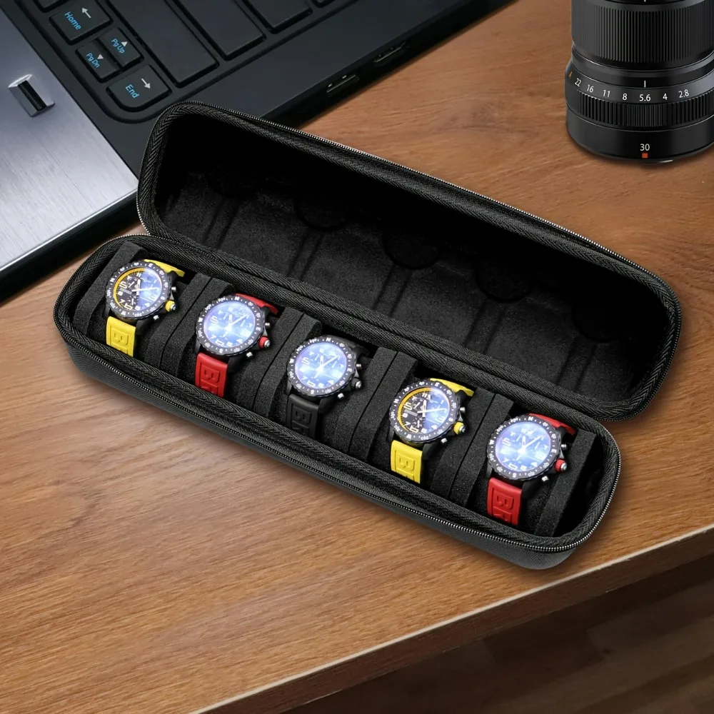 Estuche de viaje rígido para reloj con ranuras de almacenamiento - imagen 5