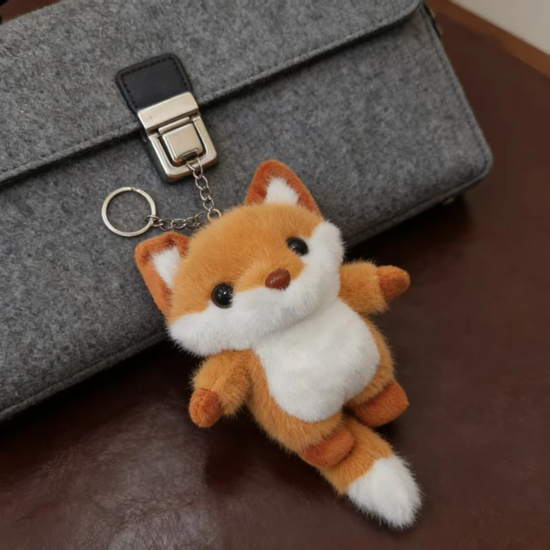 Llavero de peluche con figura de zorro kawaii