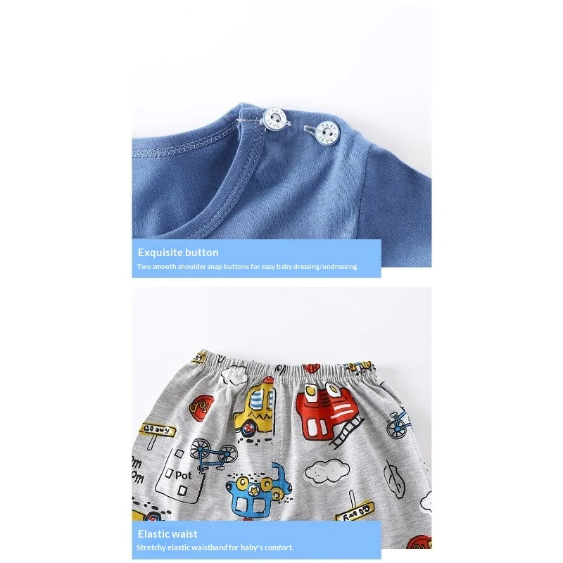 Conjunto camiseta de algodón de manga corta para niños de verano - imagen 3