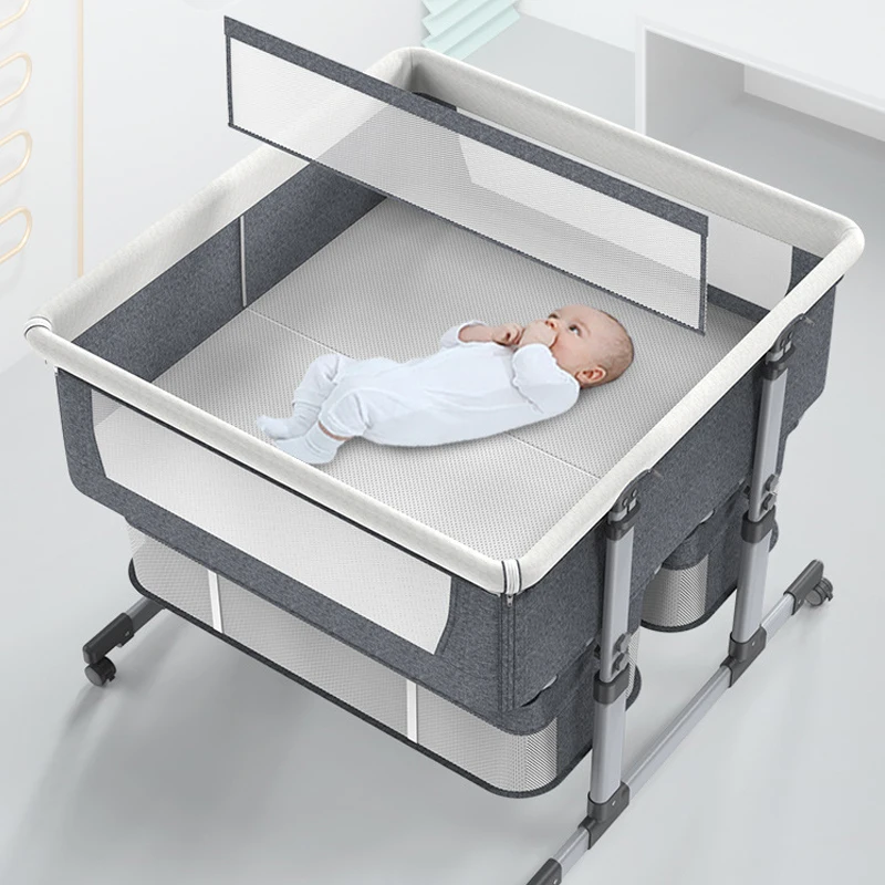 Cuna portátil plegable doble con altura ajustable para bebé - imagen 2