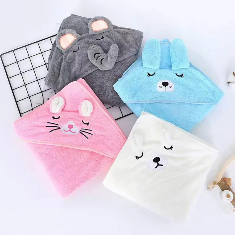 Manta envolvente con capucha oso para bebé – Albornoz suave - imagen 4