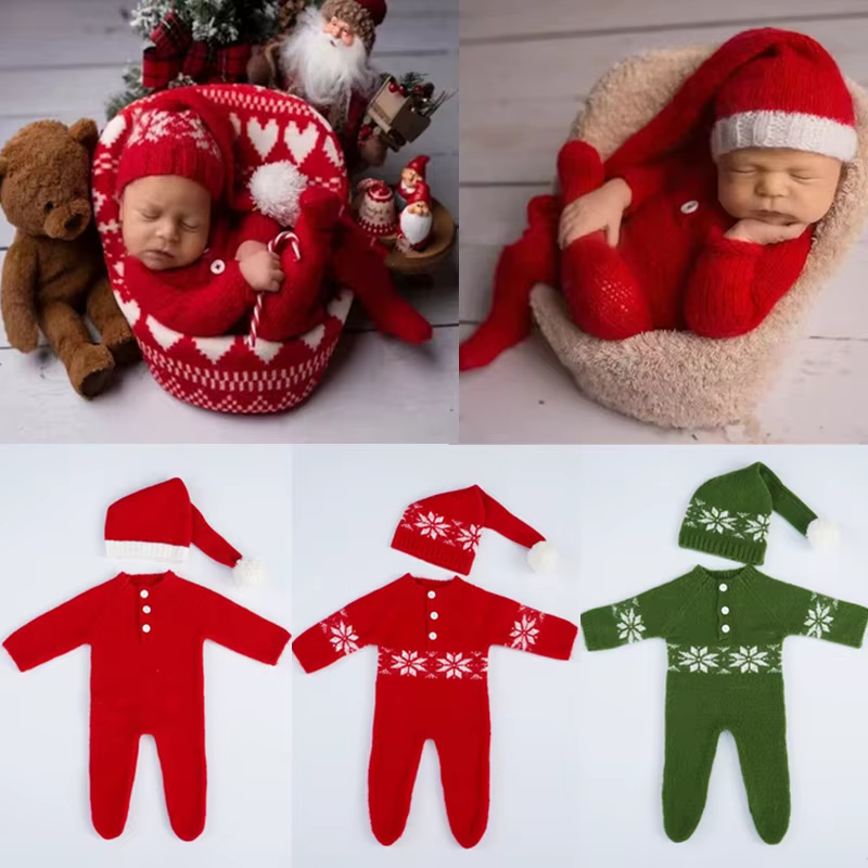Pelele navideño de bebé con gorro de Papá Noël para fotos - imagen 4