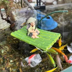 Figura de pescador realista autoflotante de resina para acuario