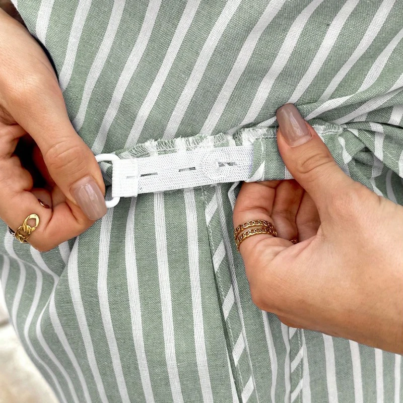 Conjunto premamá a rayas holgado con camisa y pantalón corto - imagen 4