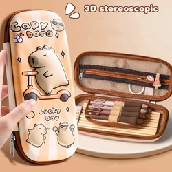 Estuche escolar impermeable con capybara - Gran capacidad para niños