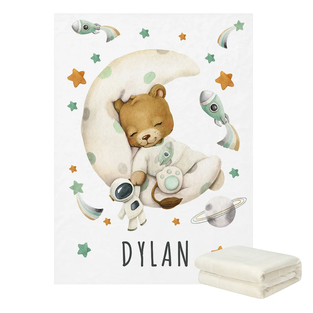 LVYZIHO Sábanas para cuna - Oso espacial durmiente - Personalizado - imagen 5