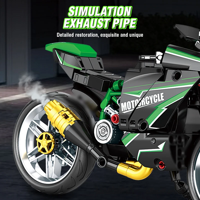 Bloques de construcción moto retro para carreras urbanas - imagen 4