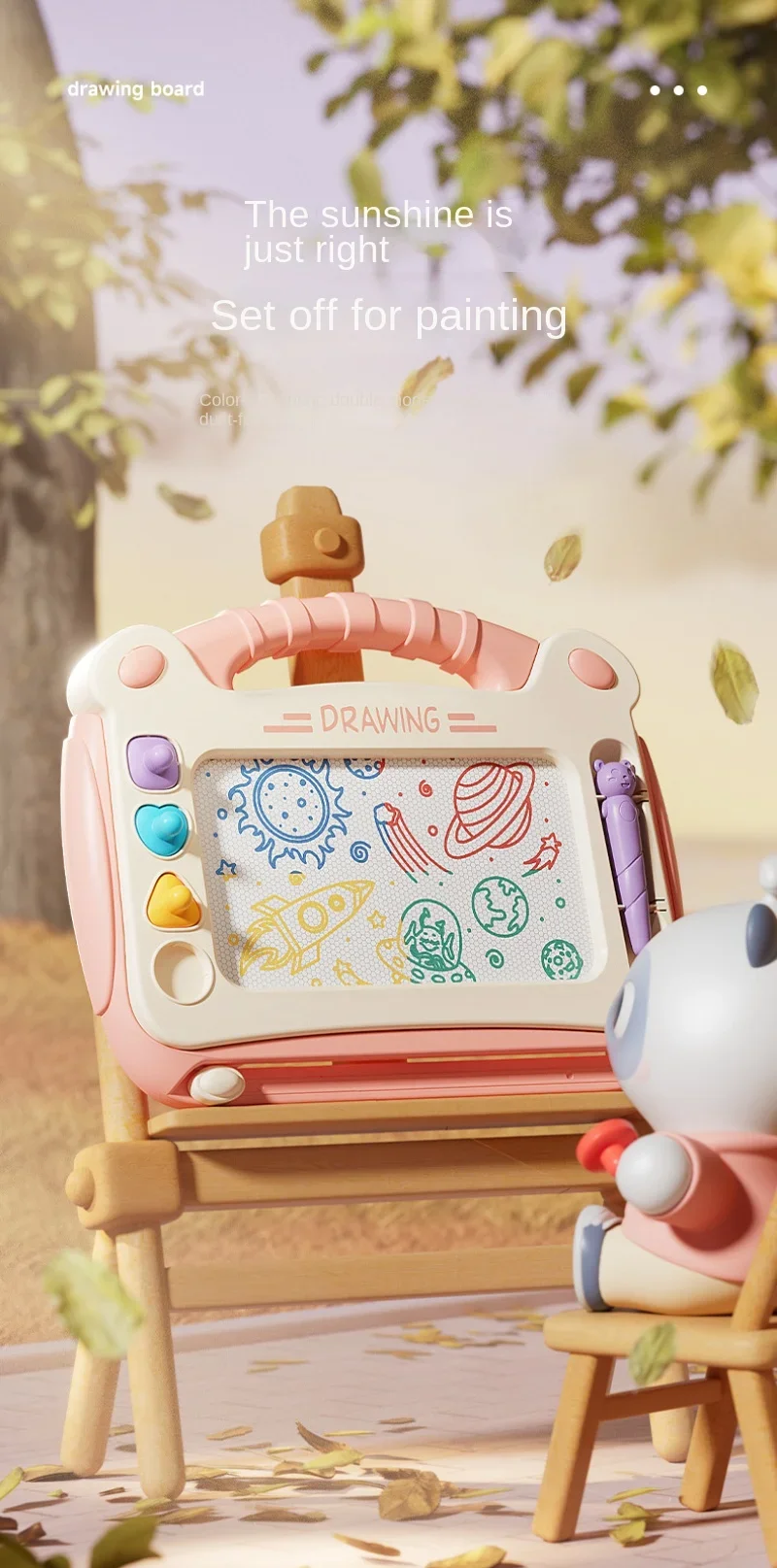 tablero magnético de dibujo con rotuladores