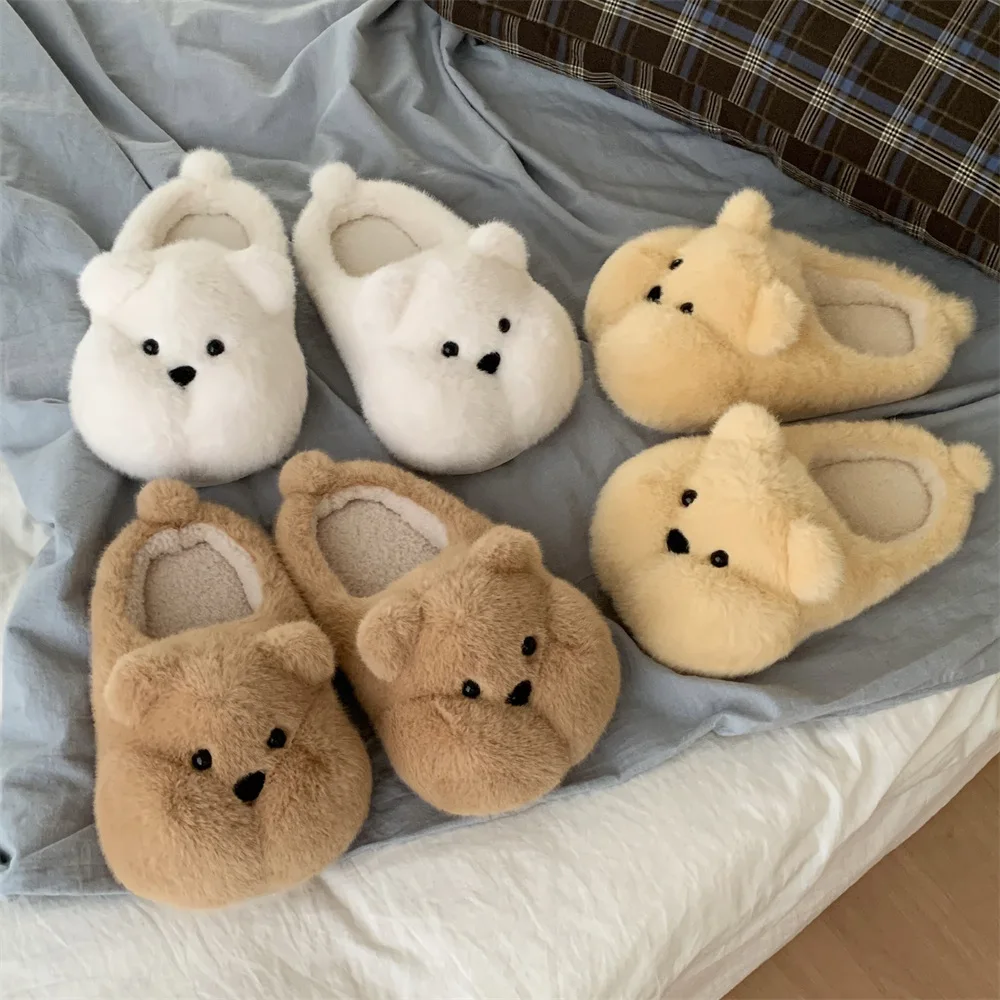 Pantuflas antideslizantes de algodón con suela para casa de oso - imagen 2