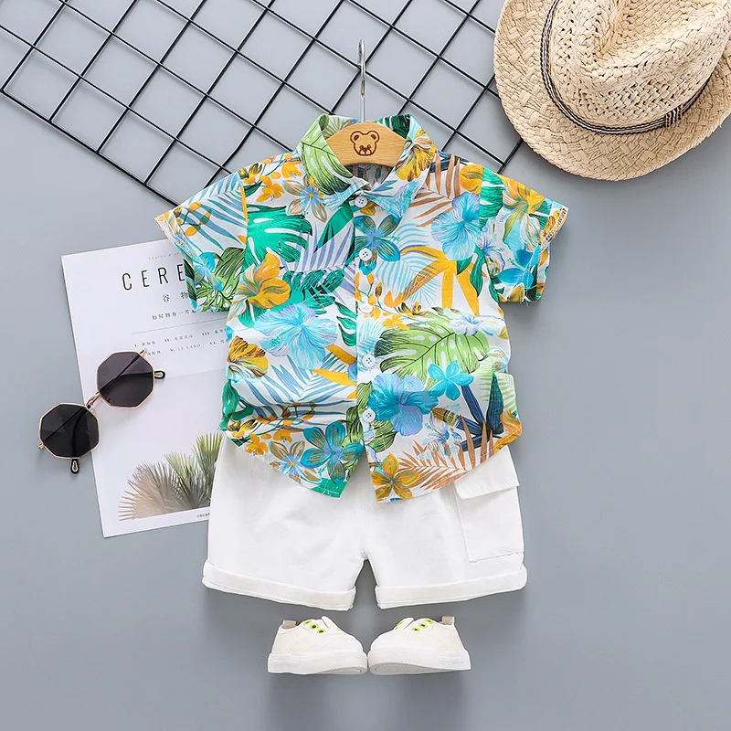 Conjunto de verano para bebés - camisa estampada y pantalón corto - imagen 4
