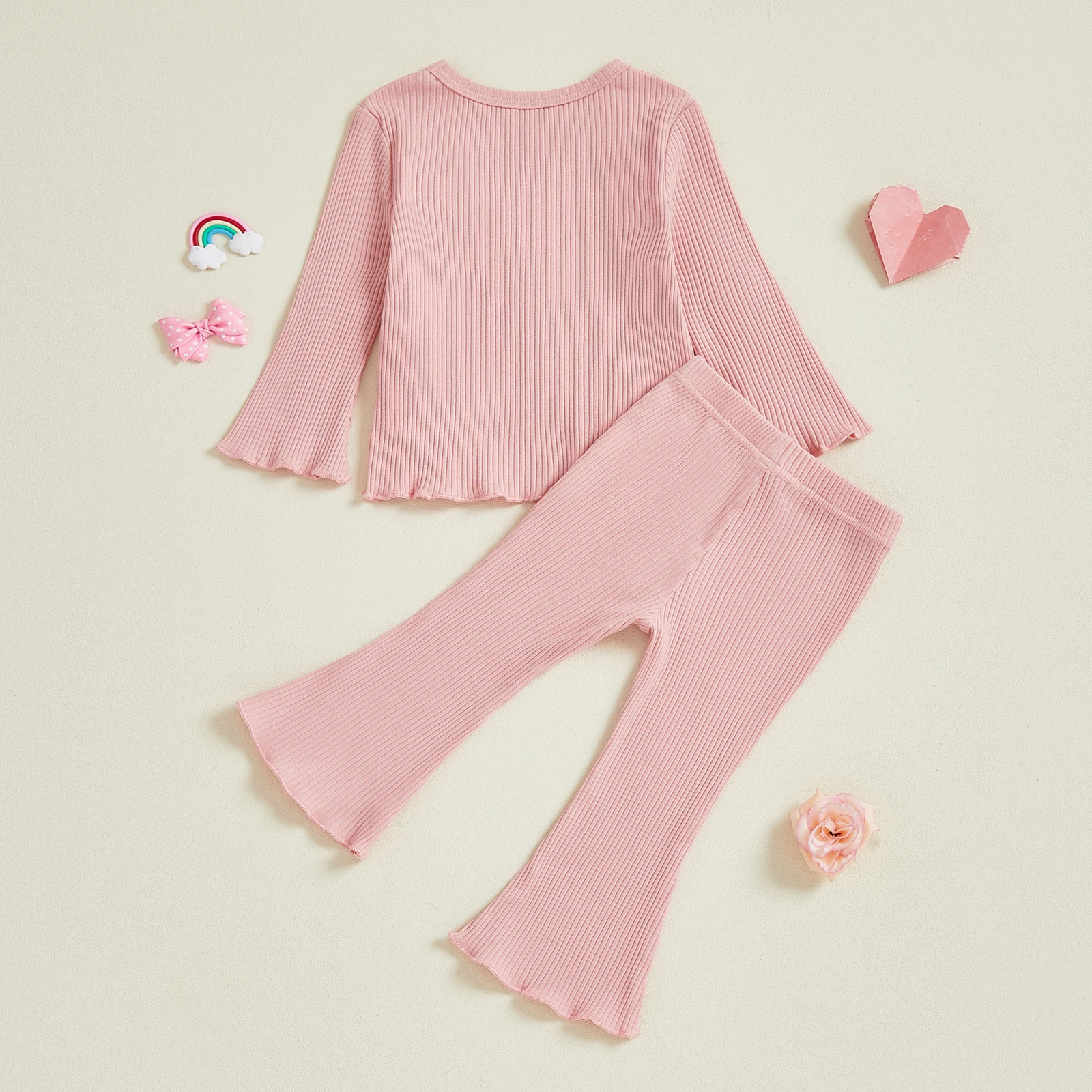 Tregren conjunto primavera bebé mangas largas corazón borroso pantalón - imagen 2