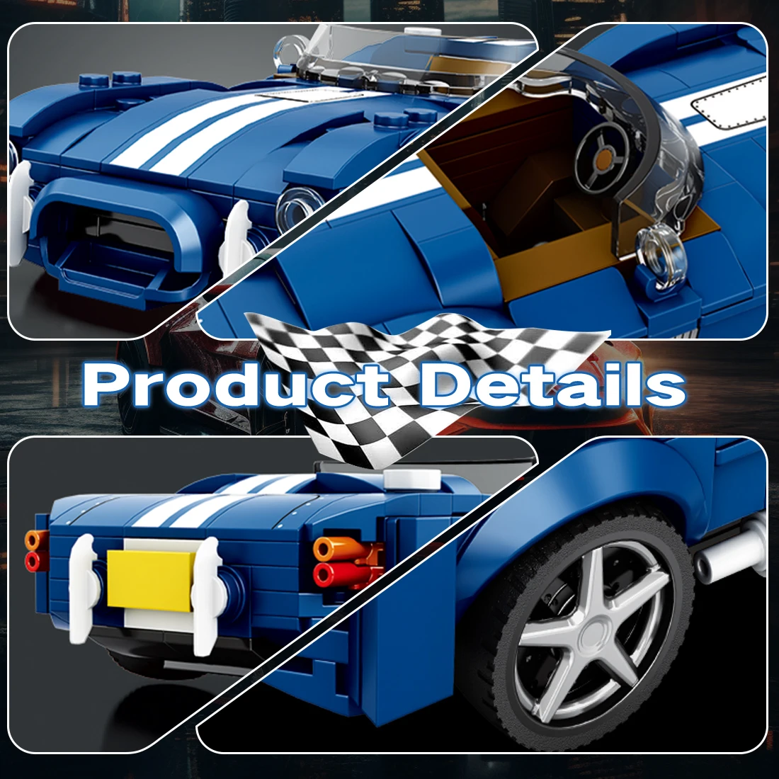Bloques de construcción para coches deportivos azules - DIY para niños - imagen 4