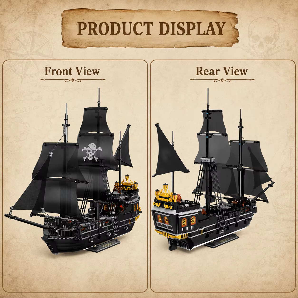 Barco Pirata Negro de Construcción – Esqueleto Fantasma - imagen 3