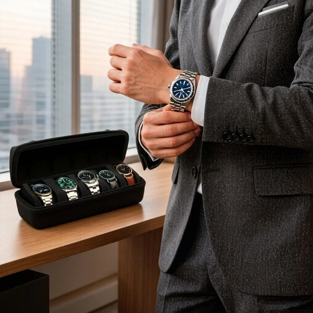 Estuche de viaje portátil con carcasa rígida para relojes - imagen 4