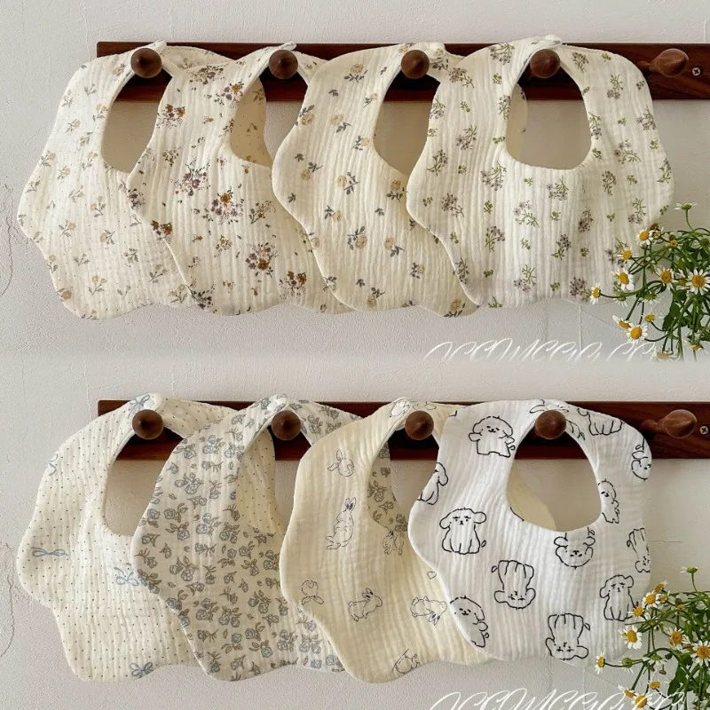 Baberos de algodón estilo coreano para bebé con dibujos de toalla - imagen 5