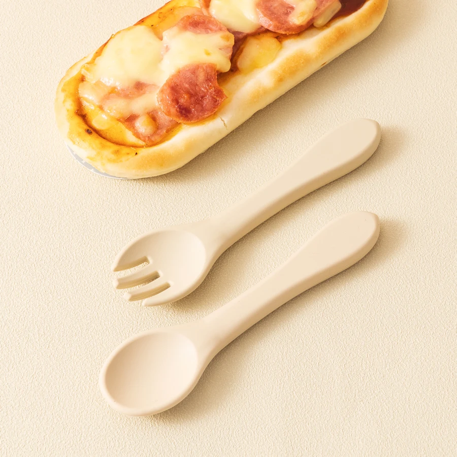 Cubiertos de silicona para bebé – Cuchara y tenedor sin BPA - imagen 2