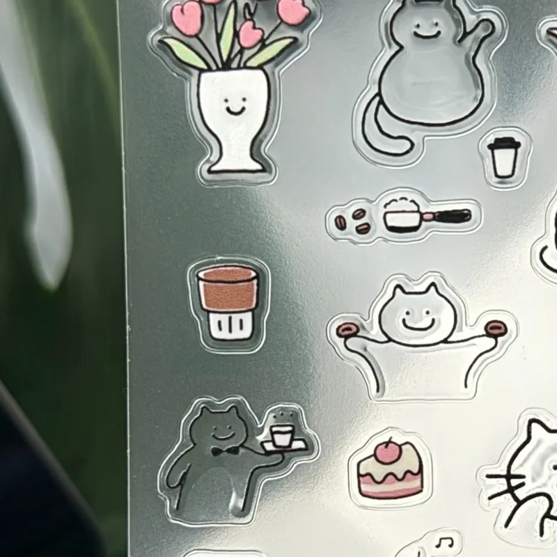 Pegatinas 3D de gatos y café para decorar diarios y botellas - imagen 3