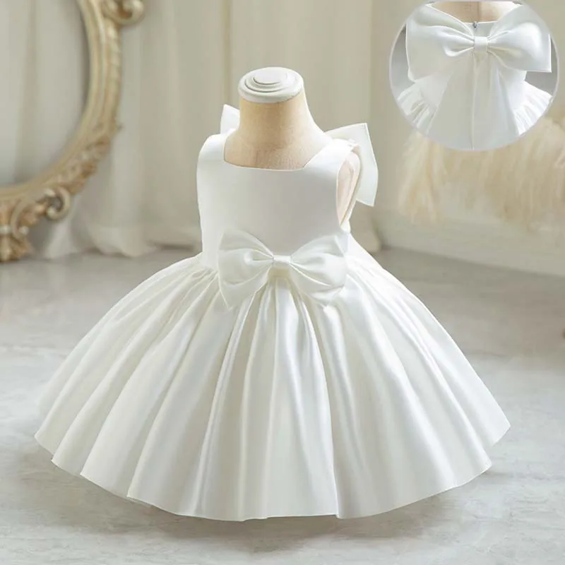 Vestido de fiesta para niña con lazo y flores – Elegante