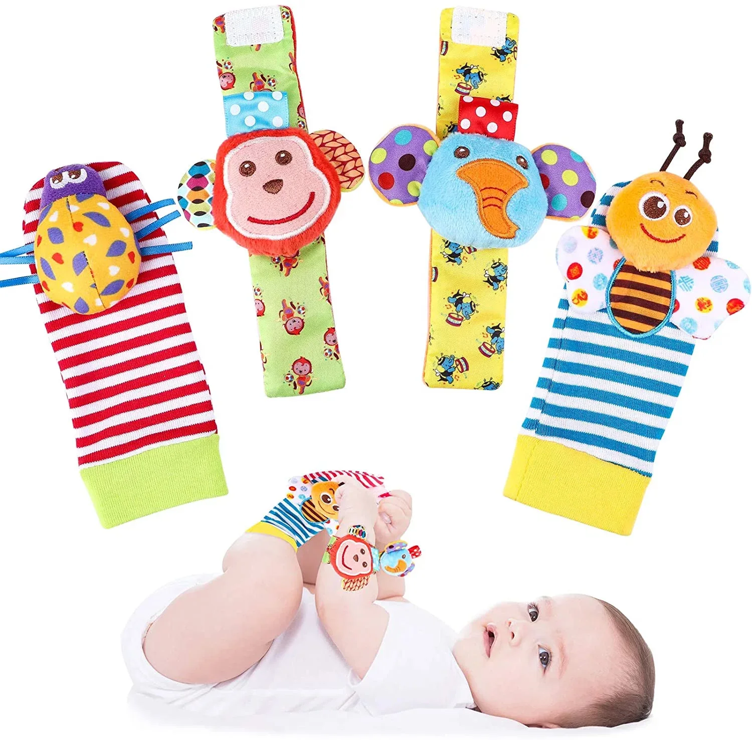 Calcetines con sonajero y correa para muñeca – animales de dibujos - imagen 5