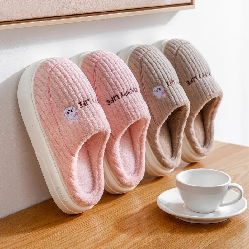 Pantuflas de invierno antideslizantes con suela gruesa para casa - imagen 2