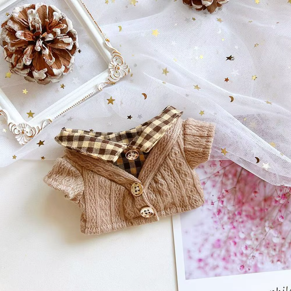 Ropa para muñecas de 20 cm Idol – Conjunto top y abrigo a cuadros - imagen 4