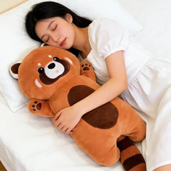 Almohada de peluche mapache rojo realista suave para regalo infantil