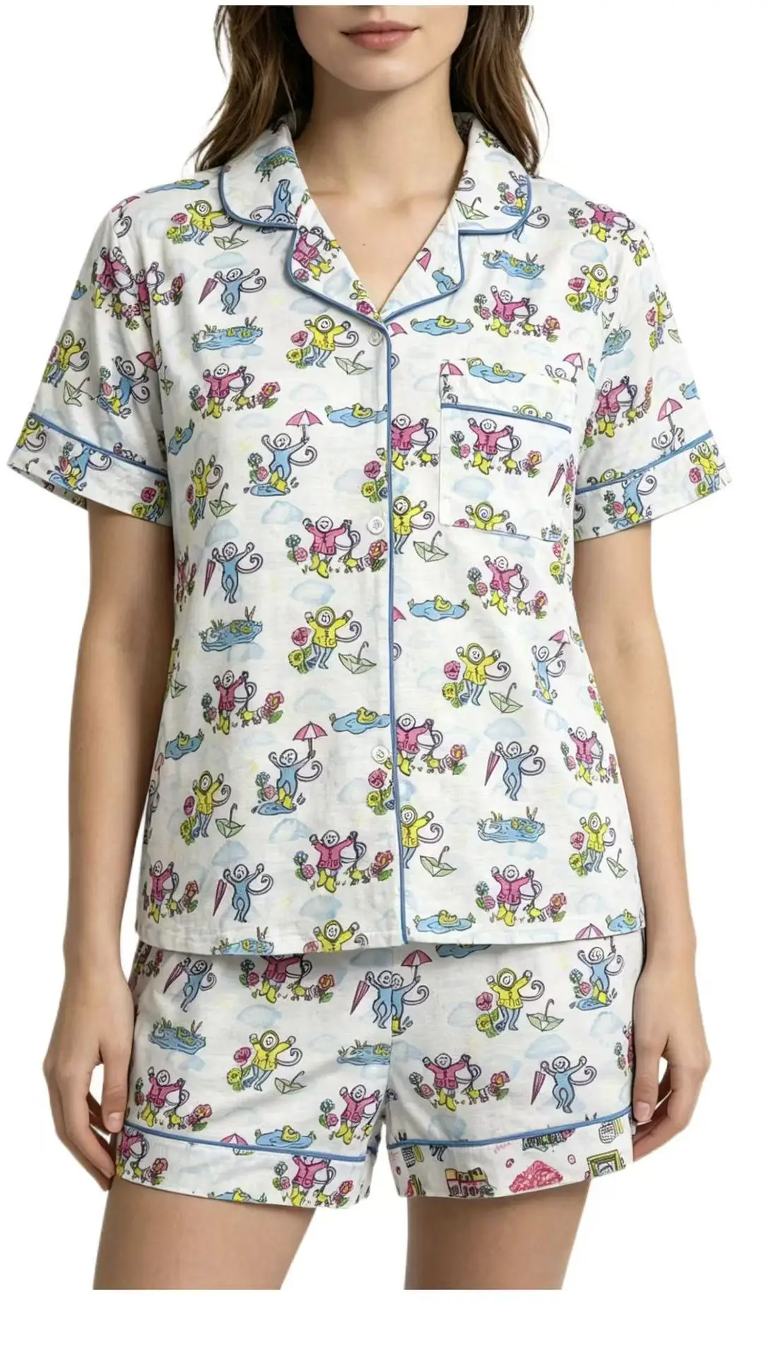 Conjunto de pijamas verano mono estampado para mujer y familia - imagen 3