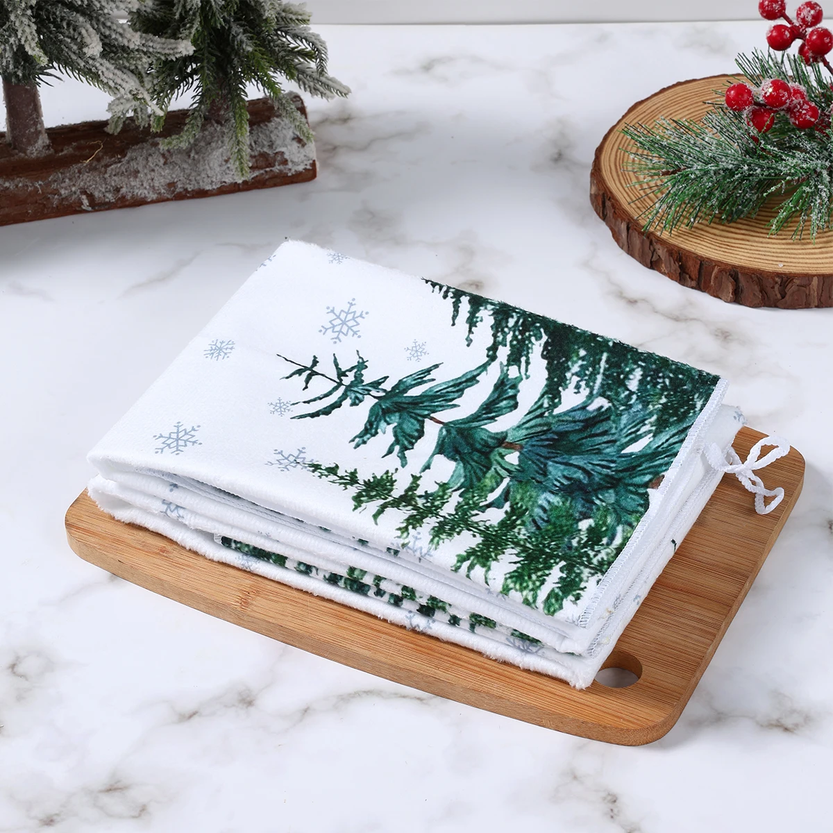 Toalla bebé algodón con copos de nieve suave y absorbente para Navidad - imagen 2