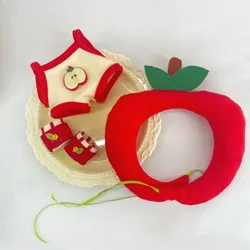 Conjunto de ropa en algodón para muñeca: falda tomate y sombrero rojo