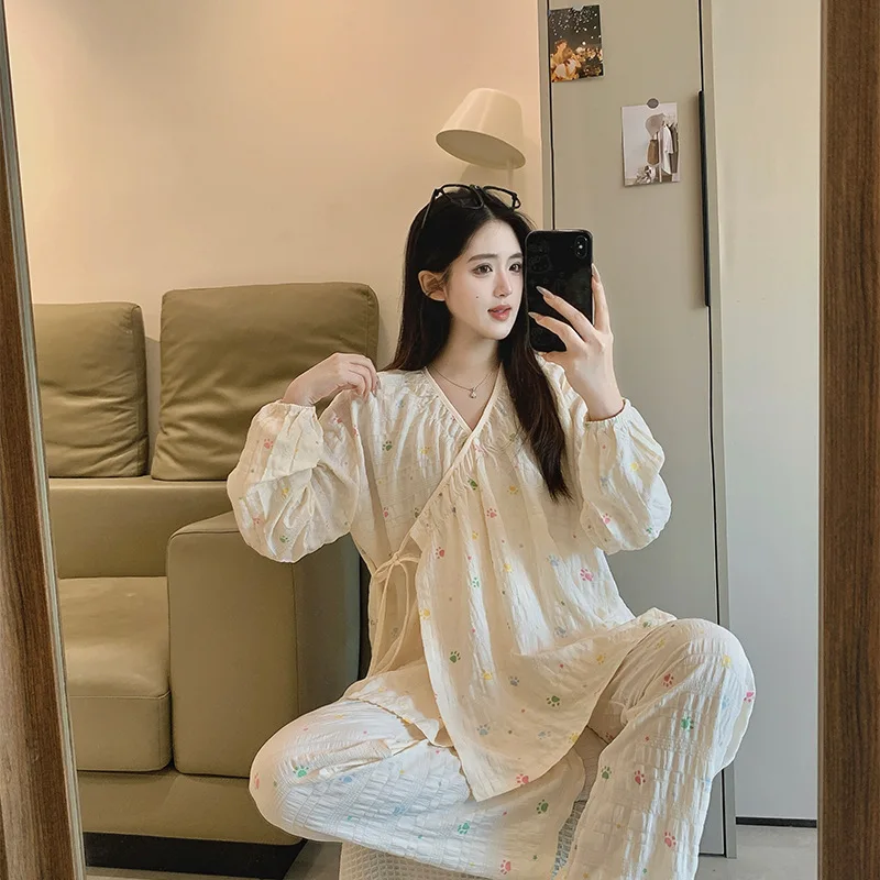 Pijama de lactancia algodón fino y holgado para otoño - imagen 5