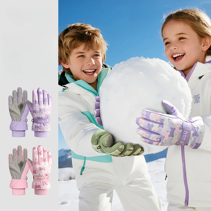 Guantes de esquí infantiles con forro térmico y pantalla táctil